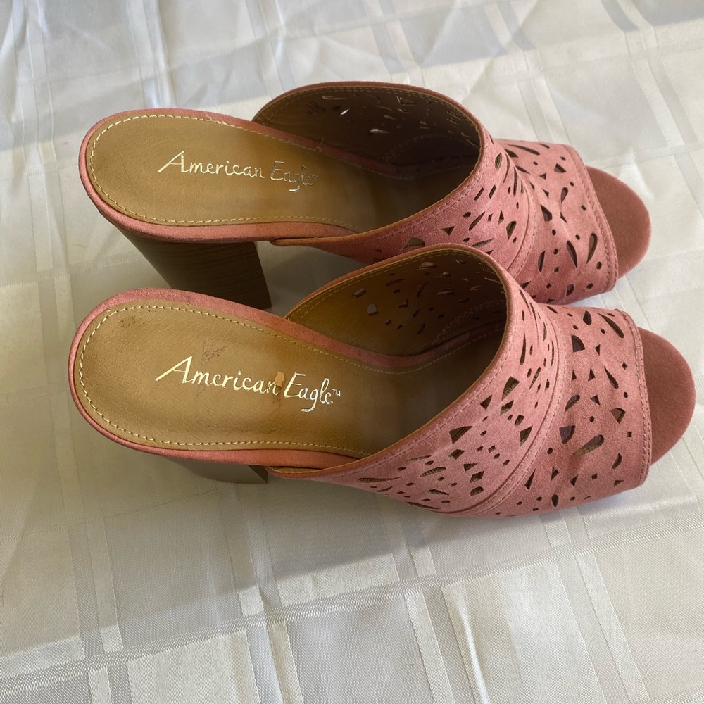 American Eagle Outfitters Women's Pink Heeled Sandals
